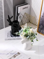 Creative Ceramic Vase Deer Head Elk Animal Head Simulation Animal Ceramic Crafts Flower Arrangement Flower Vase Home Decoration 2