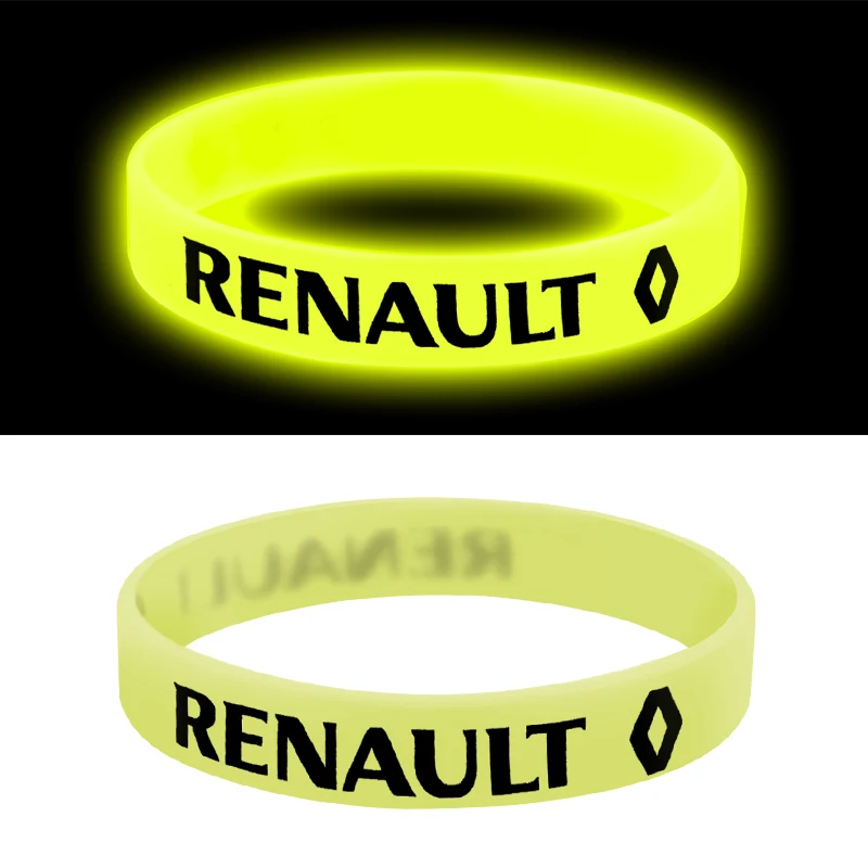 luminous yellow 1 шт. светящийся автомобильный значок силиконовый голографический Браслет спортивный браслет для Renault Megane 2 3 Duster Logan Clio Laguna - Название цвета: luminous yellow