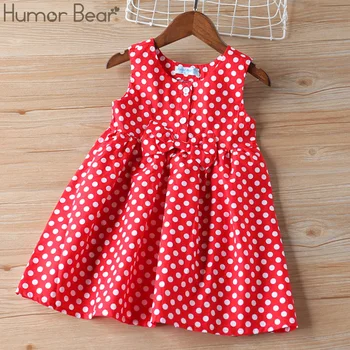 Humor Bear Girl Dresses Kids Clothes  Girl Sleeveless Cute Bow Dot Princess Dress Children Clothing Christmas Baby Girl Clothes 1