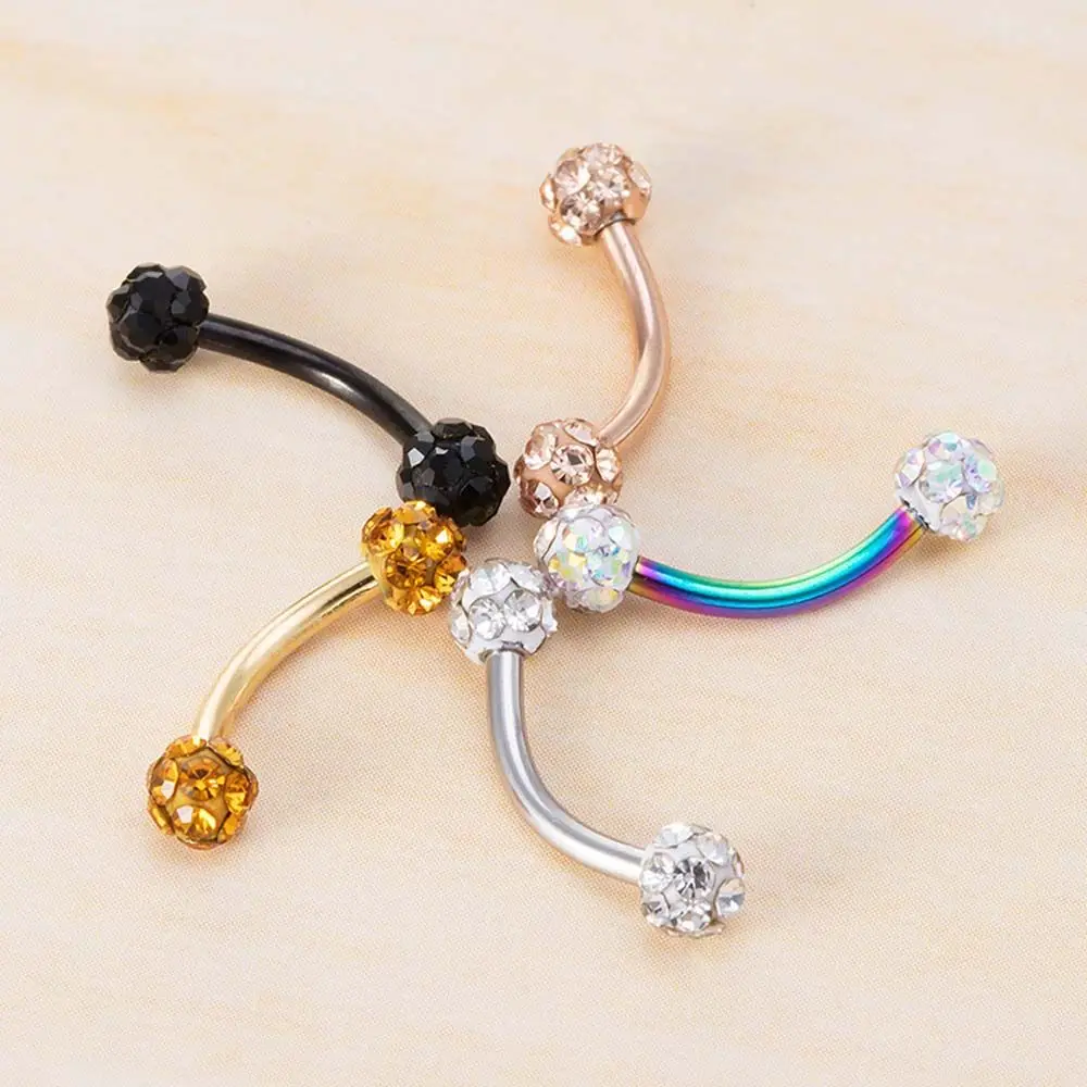 Gioielli Cool Acciaio Inossidabile Per Le Donne Strass Curvo Bilanciere Piercing Gioielli Sopracciglio Stud Ball Naso Anello Falso Labbro Stud