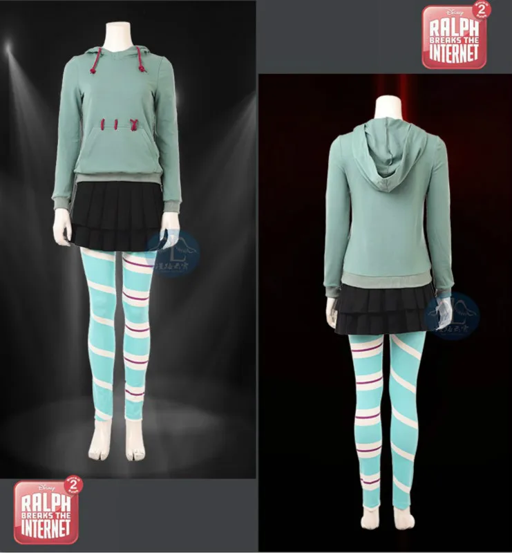 Фильм Ральф брейк интернет; Wreck-It Ральф 2 Vanellope Von Schweetz косплей костюм дети Hoddies Хэллоуин костюм