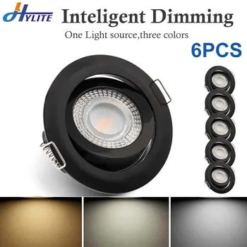 

6PCS/Lots 5W LED Spotlight CCT Dimmable Round Recessed LED Lamp Warm White Cold White Indoor Bedroom SMD Ceiling Bulb AC85-265V