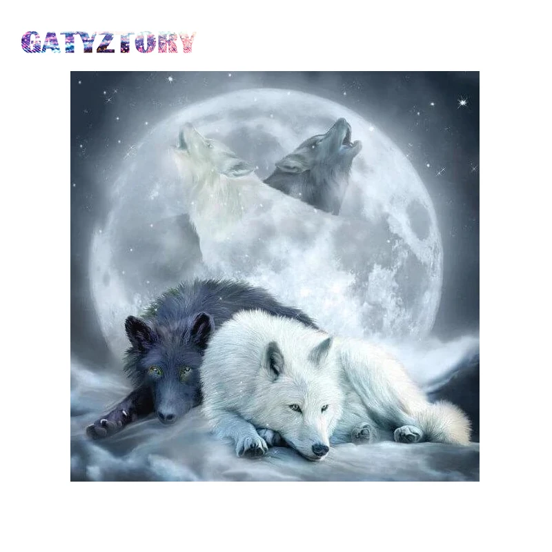 

GATYZTORY Diamond Painting Full Square New Arrival Animal Diamond Embroidery Cross-stitch wolf Home Decoration Accessories