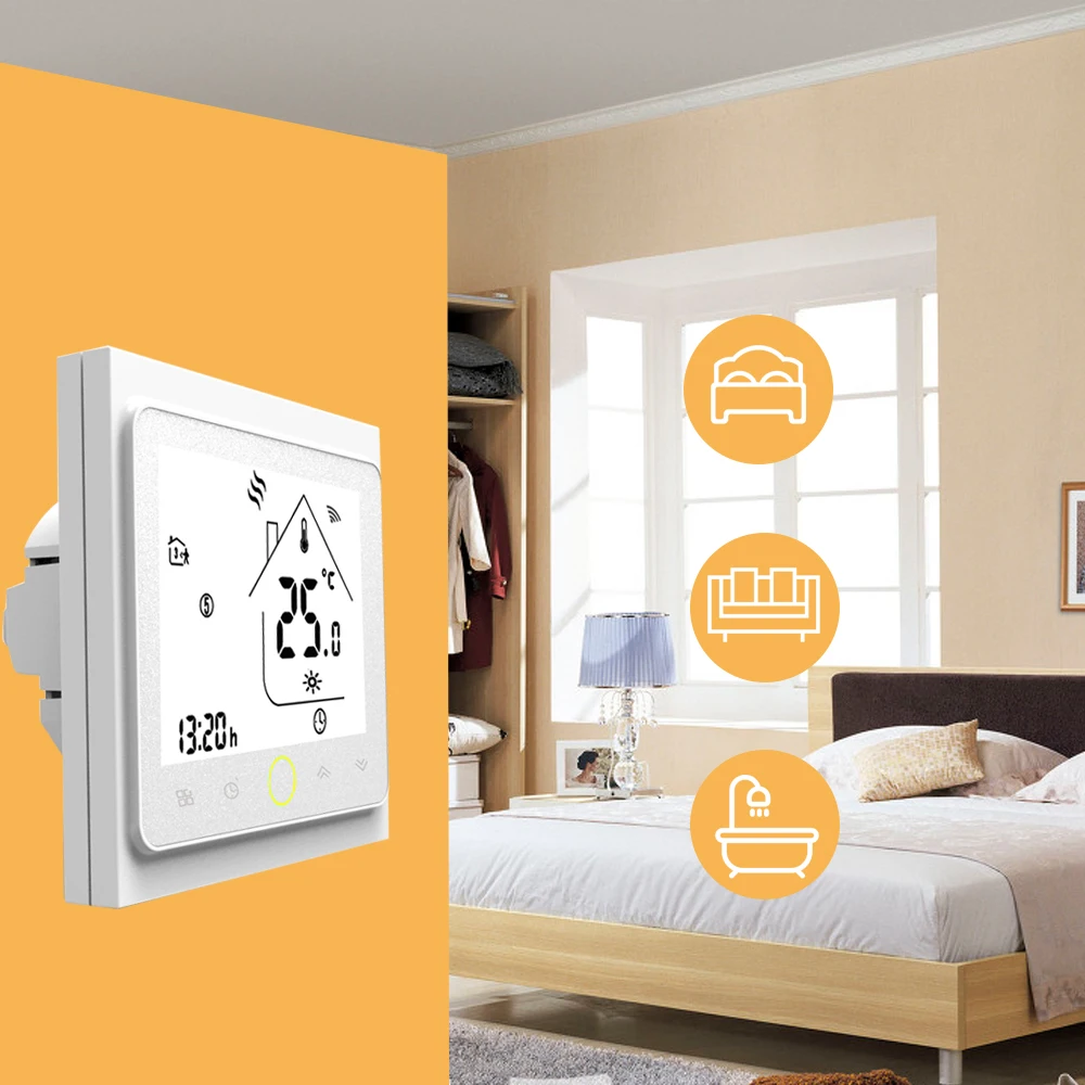 

WiFi Thermostat Temperature Controller for Electric Heating Work Home Water Heating System Six Periods Programmable Thermostat