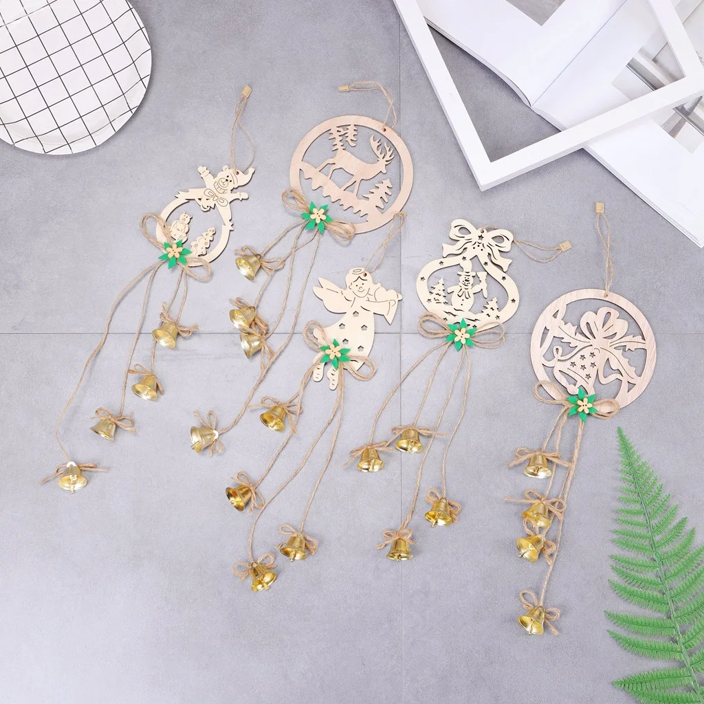 

Wooden Snowman Deer Bell Christmas Pendant Creative Christmas Tree Decoration Window Display Hanging Ornaments Xmas Party Decors