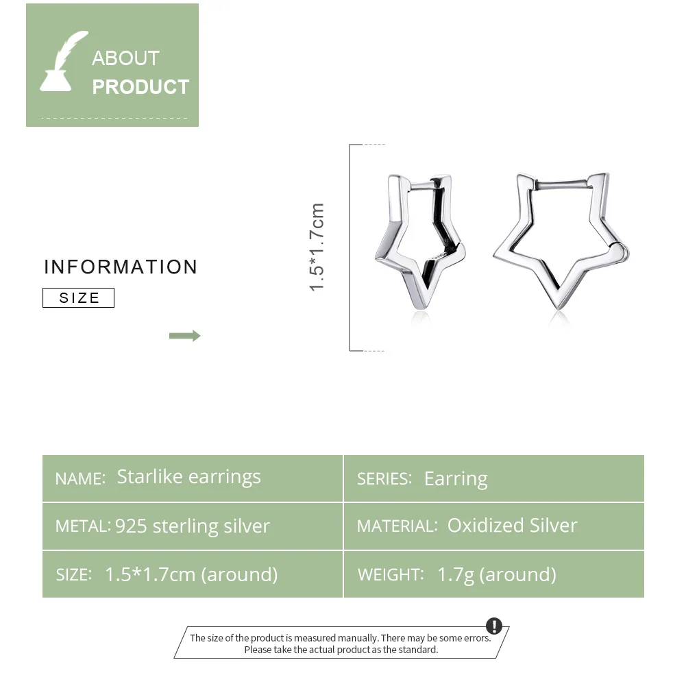 bamoer 925 Sterling Silver Starlike Earrings Star Shape Ear Buckle Minimalist Earrings Daily for Women Fashion Jewelry SCE1136 - Image 5
