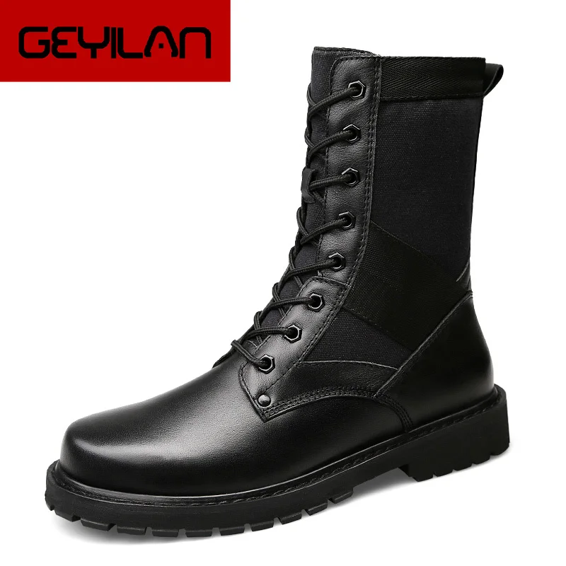 

Spring/Autumn Men Military Boot Black Breathable Canvas Ultra light Desert Shoes Mens Combat Ankle Tactical Army Boots 2019 New