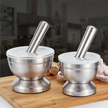 

3PCS/Set Stainless Steel Mortar Pestle Set Garlic Spice Grinder Pharmacy Herbs Bowl Mill Grinder Crusher Kitchen Tools