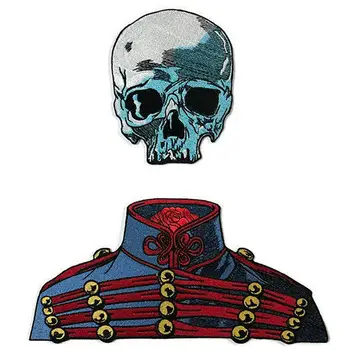 

Skull Embroidery Patch Chothing Badge Applique Decoration Iron on Backing Punk Custom Apparei Sticker Rider Badge Motorcycle