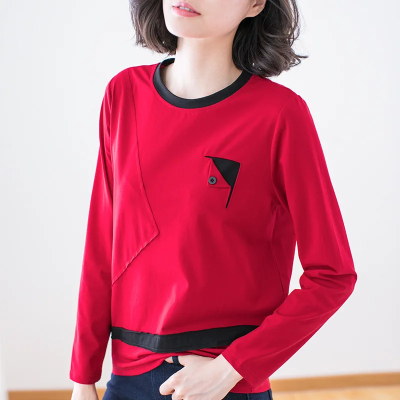 Poleras Mujer De Moda, весна, контрастная цветная рубашка с длинным рукавом, женская футболка на пуговицах размера плюс, женская одежда s, футболка Femme