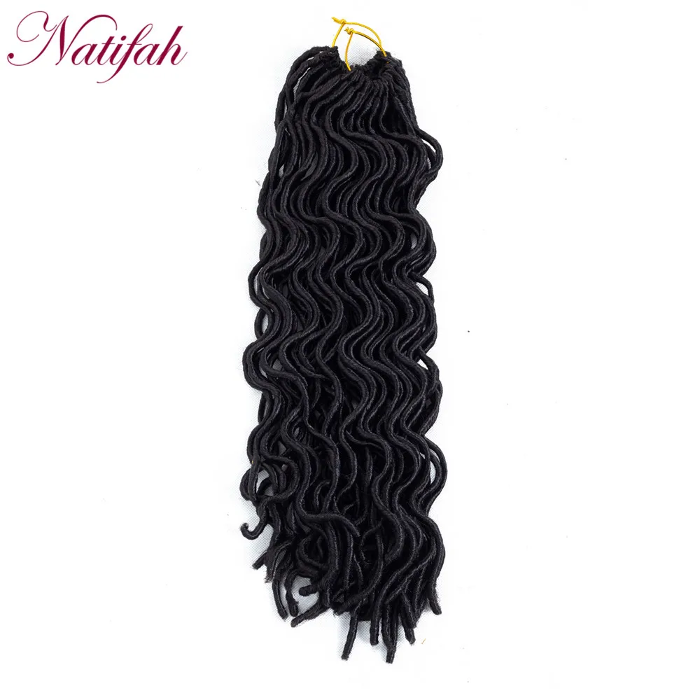 Natifah Faux locs Curly вязанные косички для наращивания волос 20 дюймов вязанные волнистые волосы для женщин - Цвет: # 1B