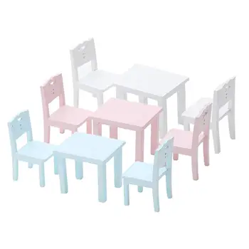 

Kids Table Chair Set Mini Furniture Model Decoration Gift for 1/12 Dollhouse Kids Educational Toys for Children Gifts