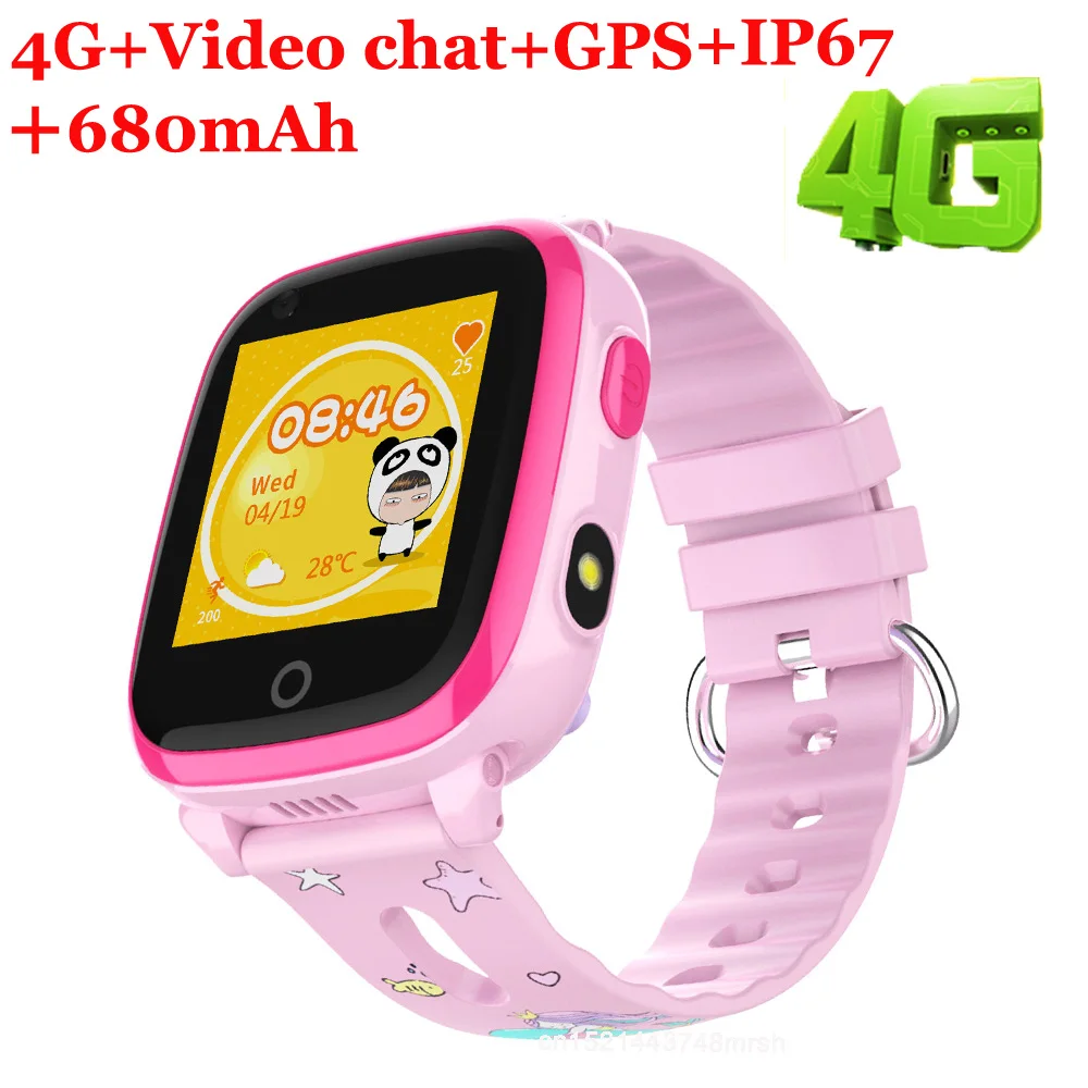 Умные часы для детей 4g gps LBS Wifi Smartwatch для детей IP67 водонепроницаемые видео-звонки Часы Анти-потери Детские умные часы подарки - Цвет: pink
