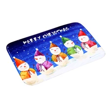 Нескользящий эластичный коврик с рождественским дизайном, впитывающий воду, для передней двери, легко чистится, для украшения дома, фланелевый напольный коврик