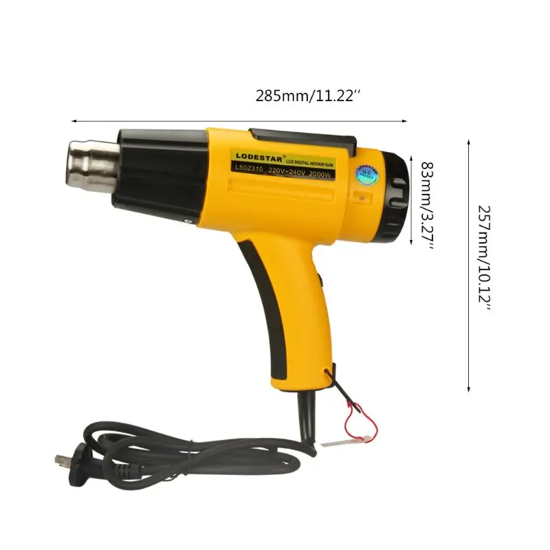 Heat Gun 220V 2000W 2 Modes LCD Display US/EU/CHN Plug with Nozzle Power Tool