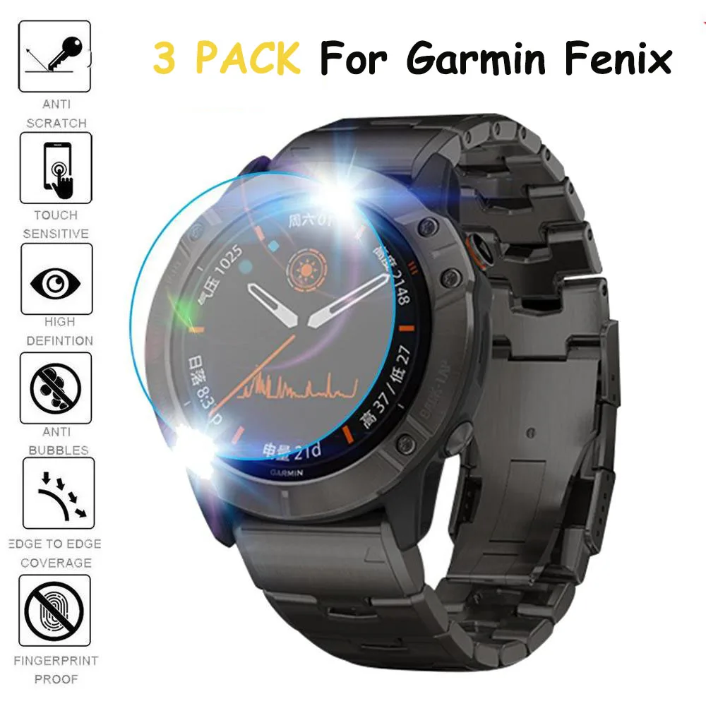 

3PCS Tempered Glass for Garmin Fenix 6S 6 6X Pro Screen Protector Glass Ultra Clear Protective cover for Fenix 5 5S PlUS film