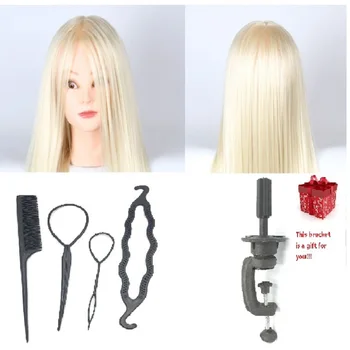 

CAMMITEVER 20'' Golden Hair Mannequin Head With 4 Tools Gifts For Wigs Training Mannequin Head Hairstyling Hairdress Holder