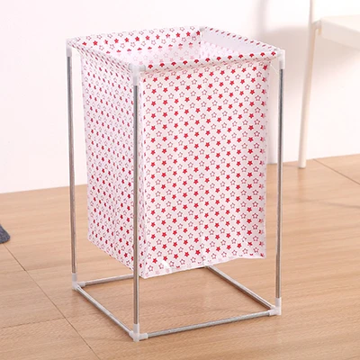 Сливовый Non-woven Laundry Basket Wrought Iron Frame Assembled Waterproof Hamper Household Dirty Clothes Storage Bucket Multi-purpose Ham - Цвет: Сливовый
