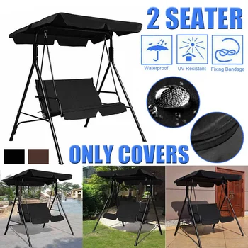 

2 Seat Garden Swing Chair Canopy Cover Shade Sail Waterproof UV Resistant No Fade Outdoor Courtyard Hammock Tent Swing Top Cover