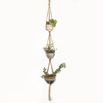 

3 Tier Home Patio Decorations Indoor Outdoor Plant Hanger Easy Install Hanging Woven Kitchen Macrame Flexible Flower Pot Holder