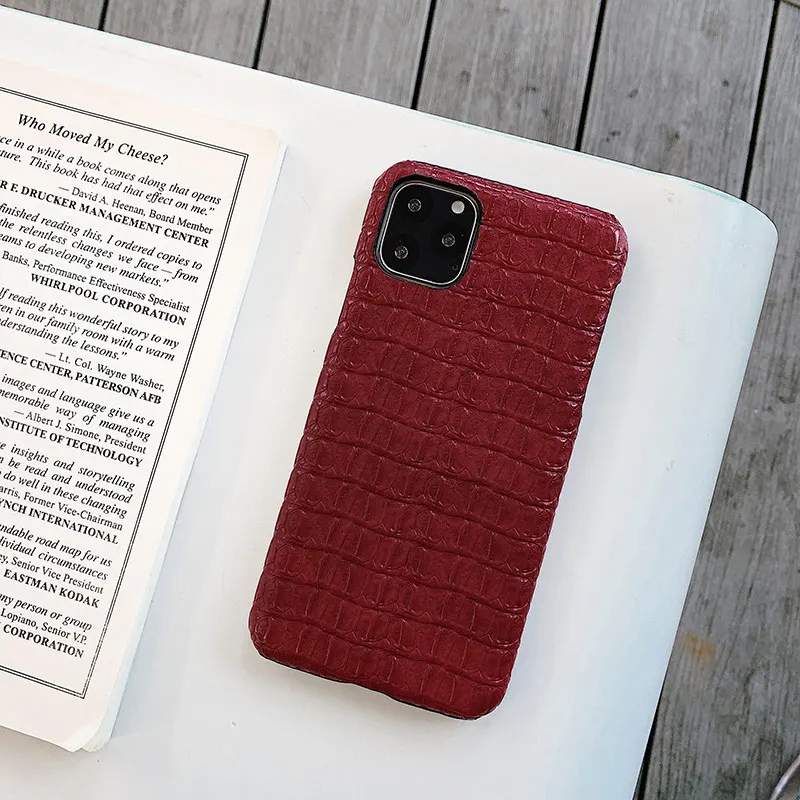 Роскошный бизнес крокодиловая кожа защитный кожух для Apple iPhone 7 8 6 S Plus 11 Pro X XS Max Xr Relie Аллигатор кожаный чехол для телефона - Цвет: Red