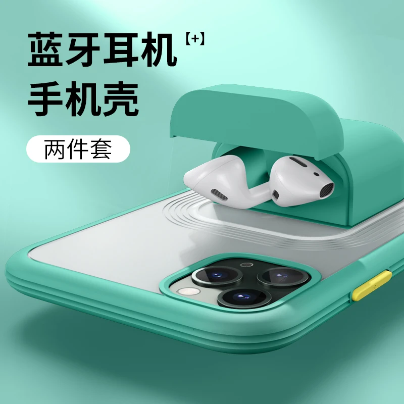2 in 1 Bluetooth headset case for iPhone 11 Pro Max high quality camera and For air headset charging compartment