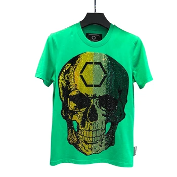 

Starbags PP Skull original 2020 summer fashion collection men's diamond personality cool slim short sleeve T-shirt round neck