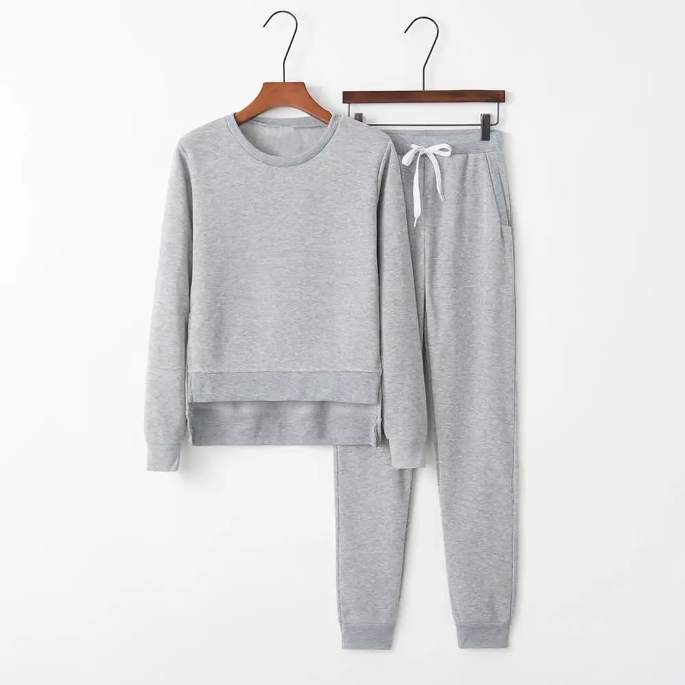 

Women Casual Sport Sweatshirt Trousers Set Two-Piece Suit Autumn Winter Solid Color Outdoor Running Set Tracksuit For Female