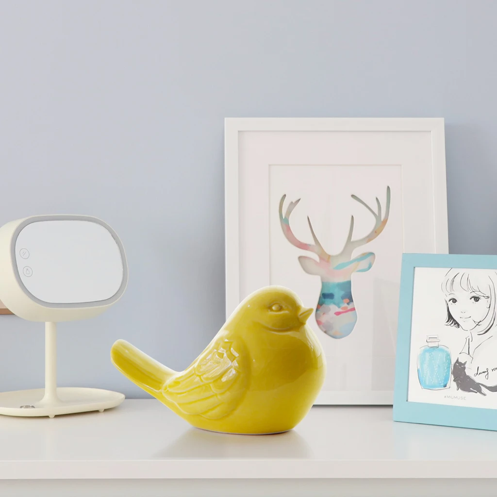 Ceramic Bird Ornament Porcelain Statues Figurine Home Decor -Yellow