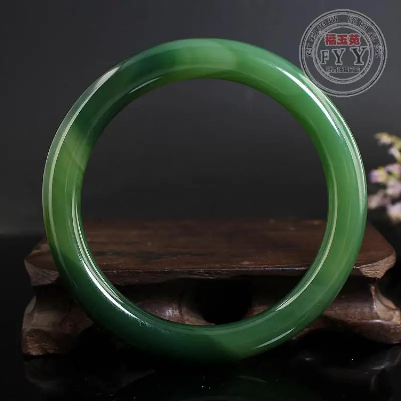 2020 100 Real Green Jade Bangle Natural Handmade Round Bracelets