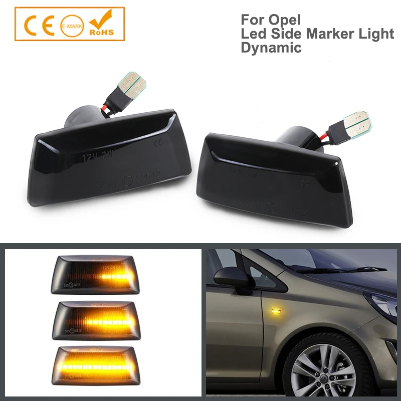 

2 Smoked Car Dynamic Sequential Led Side Marker Turn Signal Lights For Opel Astra Zafira Corsa Insignia Meriva Chevrolet Cruze