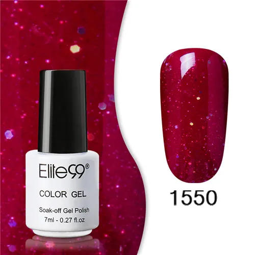 1550 Glitter Fushia Elite99 личная гигиена лак 7 мл свежий красочный лак для ногтей нужна лампа праймер долговечный светодиодный гель для наращивания ногтей - Цвет: 1550 Glitter Fushia