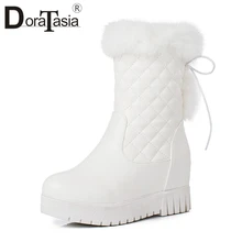 DORATASIA/фирменный дизайн; женские ботинки на меху; обувь на молнии, увеличивающая рост; женские повседневные Мягкие Зимние теплые вечерние сапоги; большие размеры 34-43