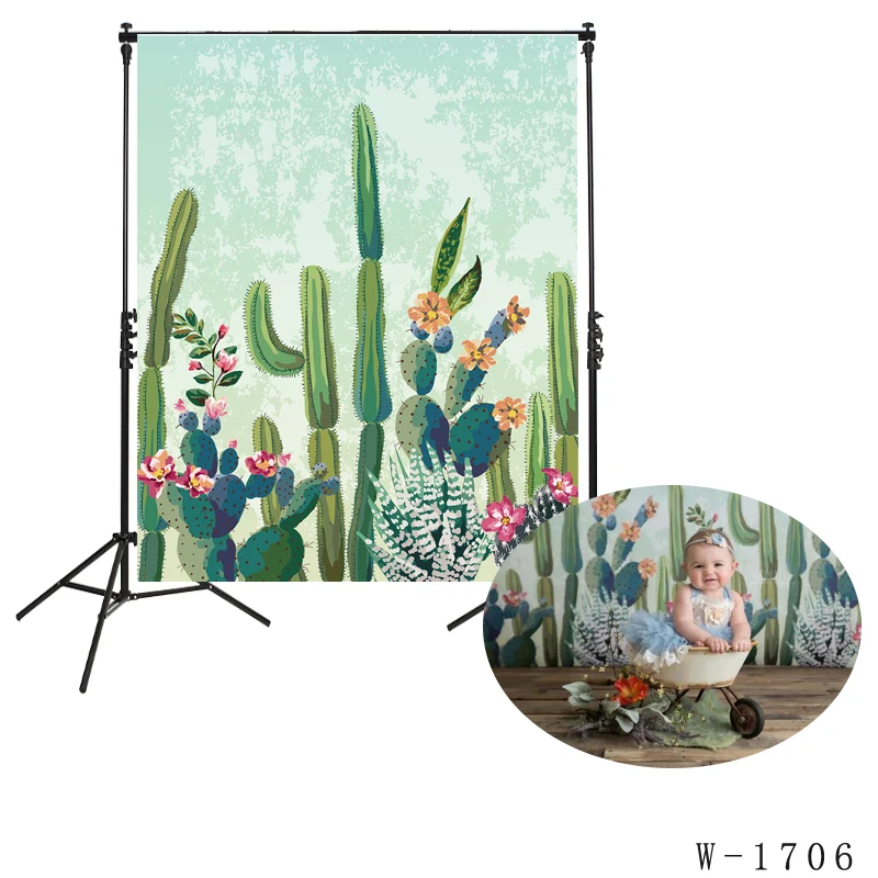 Photo Backdrop Watercolor Cactus Cacti Desert Succulent Banner