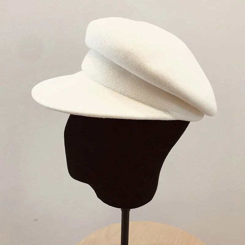 Warm Beret Hat 8 Panels Solid Visor for Girls Molodo Womens Winter Suede Newsboy Cap 