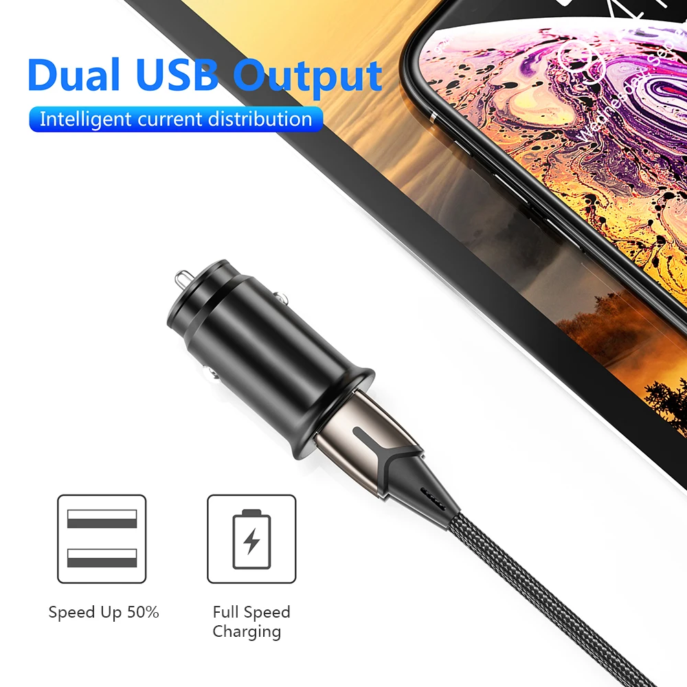 USB Автомобильное зарядное устройство 4.8A мини двойной USB автомобильный адаптер зарядного устройства для телефона в автомобиле для iPhone 11 samsung S10 Xiaomi Redmi Note 7 зарядное устройство для планшета