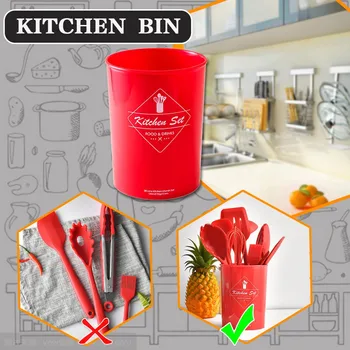 

Practical Heat Resistant Silicone Kitchenware Kitchen Tool Cookware Storage Box Spoon shovel Brush utensils bucket Holder