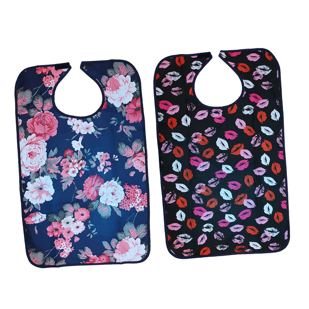 2pcs Adults Eating Bibs Terry Cloth Absorbent Waterproof Reusable Dinning Clothing Protector for Women Men