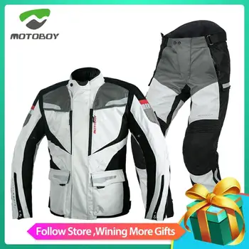 

New Motoboy Motorcycle Bike Polyester 600D Oxford Riding Touring 3 Layer Waterproof Warm Jacket&Pant 4 Season Wear CE Protectors