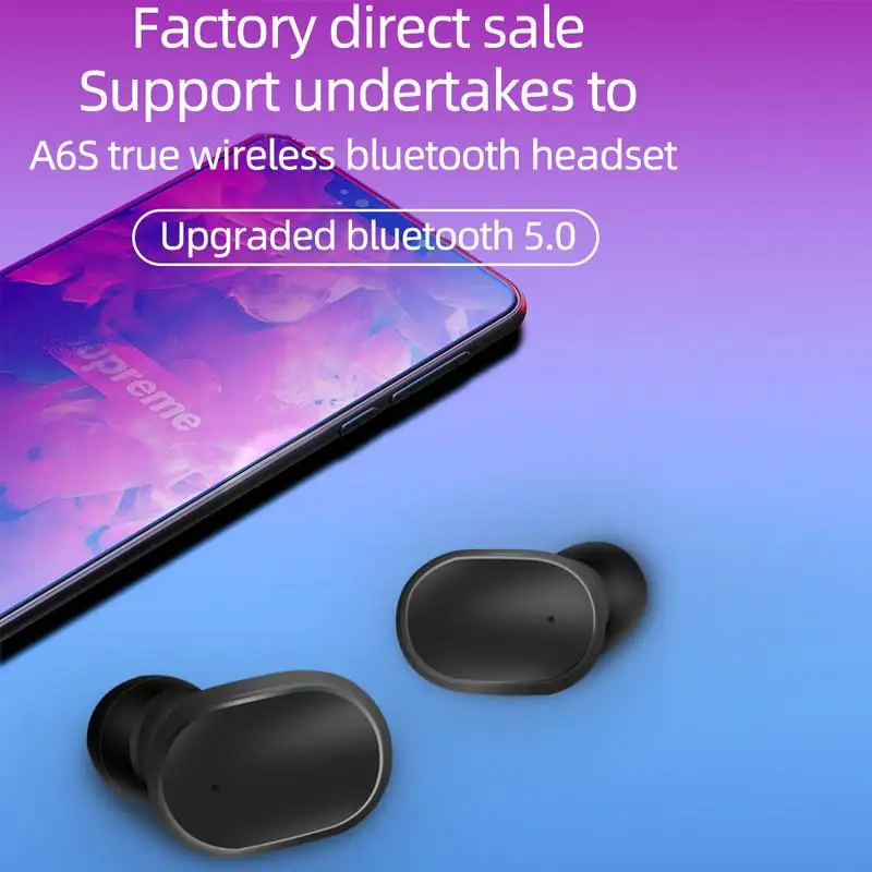 Cena A6S TWS bezprzewodowe słuchawki Bluetooth wodoodporne radio hifi Bluetooth V5.0 słuchawki dla graczy Airbuds z mikrofonem PK Redmi Airdots