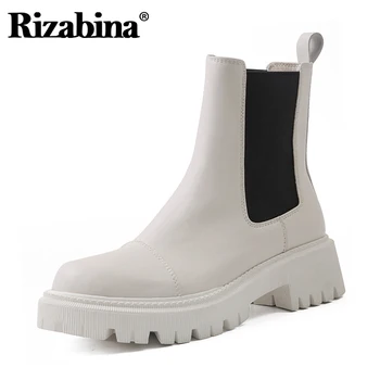 

Rizabina New Women Ankle Boots Real Leather Mixed Color Women Winter Shoes Fashion Cool Short Boots Woman Footwear Size 34-39