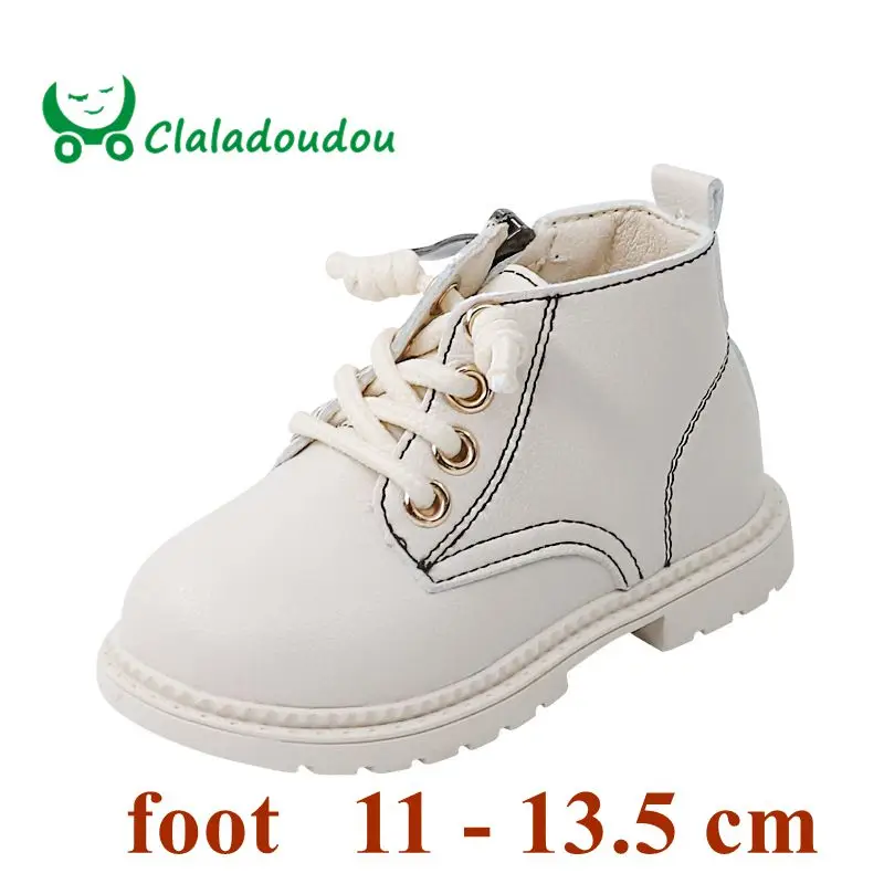 

Claladoudou 12-14cm Brand Toddler Boots For Girls Boys Pure Black Yellow Beige Kids Pu Leather Shoes For First Flats Ankle Boots