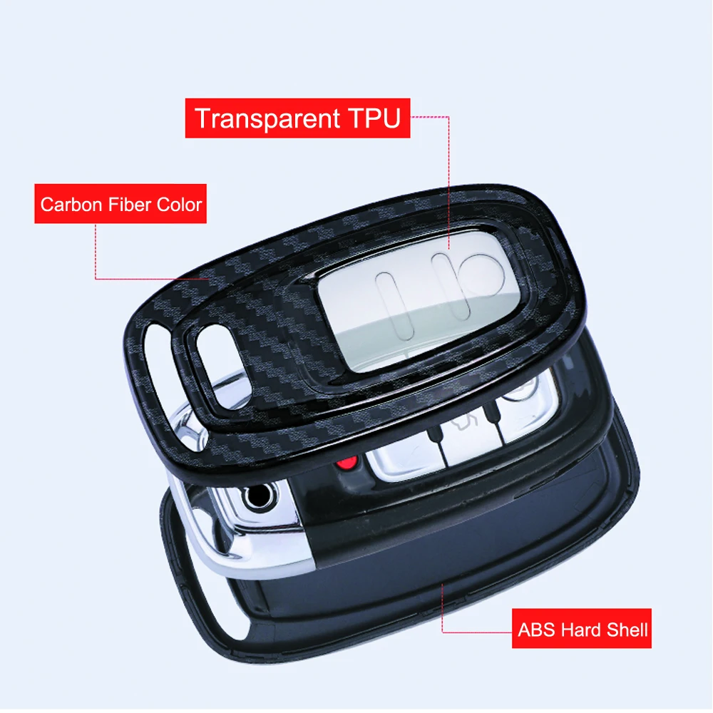 ABS Car Styling Auto Key Protection Cover Case For Audi R8 TT SQ5 RS5 For Audi 754C/754G C6 C5 Car key Holder Shell key Pouch