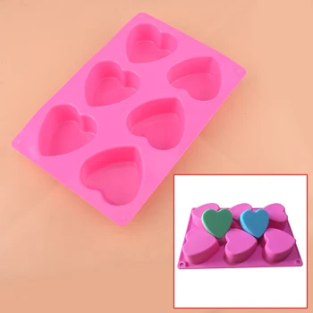 

6 Cavity Heart Shape Silicone Cake Cupcake Baking Mould For DIY Handmade Craft Cube Forms