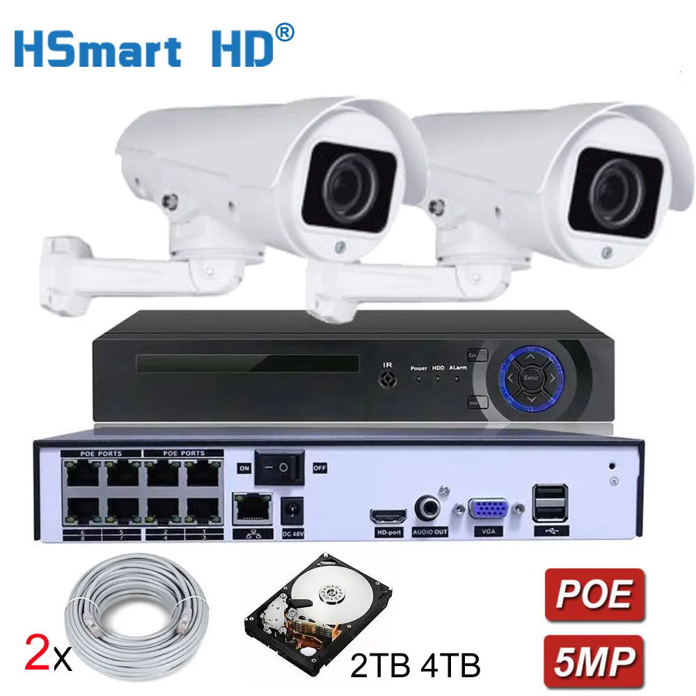 5.0MP CCTV 10xzoom ptz-камера с поддержкой POE Камера s 8CH POE H.265 NVR Системы Водонепроницаемый ONVIF ИК 5MP PTZ открытый IP Камера добавьте 2 ТБ 4 ТБ HDD