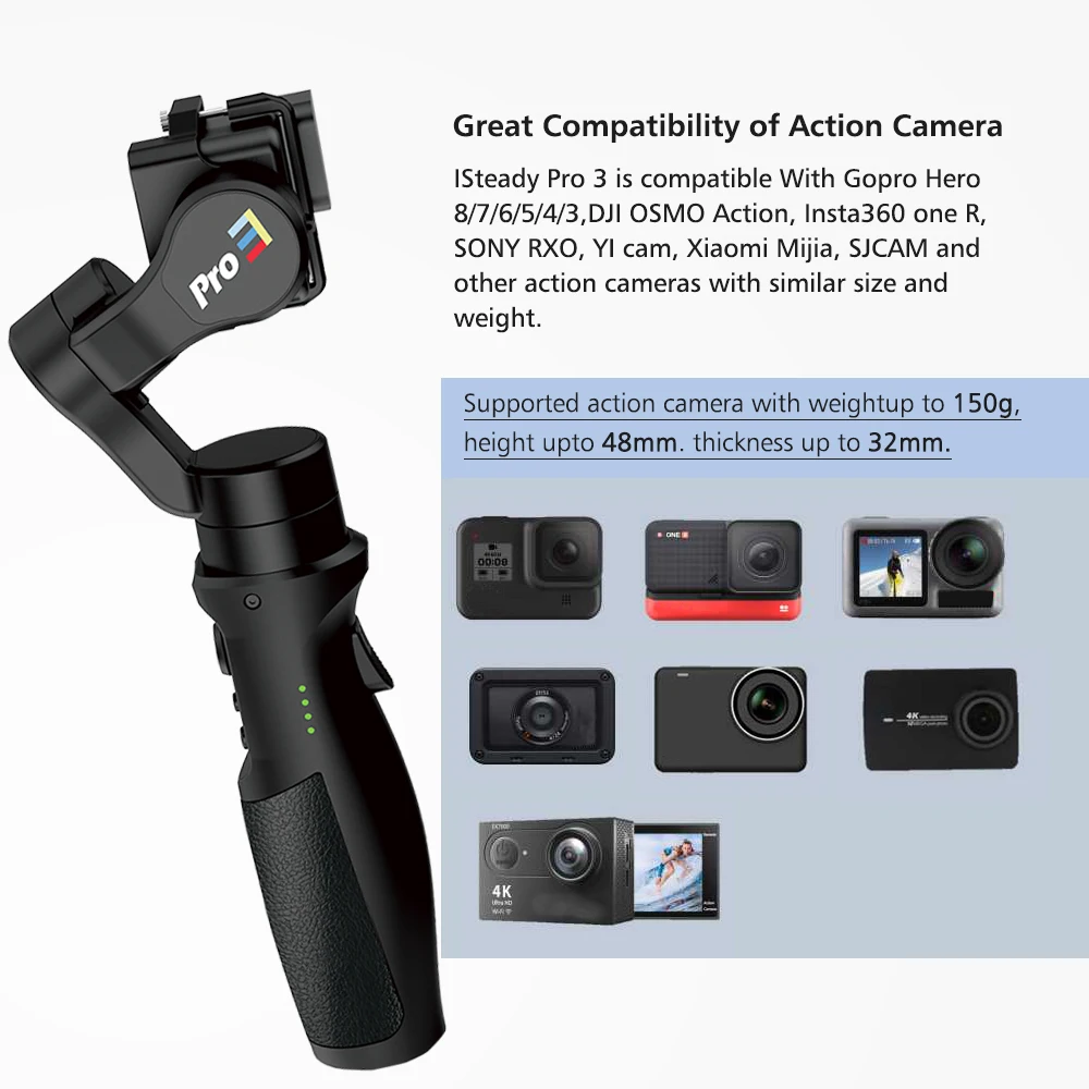 3-Axis Gimbal Stabilizer for GoPro and Similar Cameras