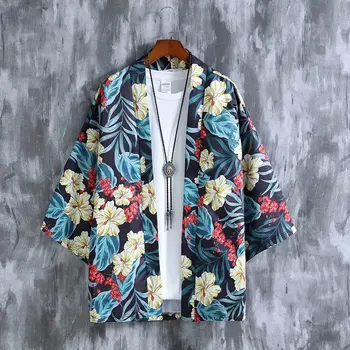 

Japanese Yukata Kimonos Summer Japan Streetwear Man Beach Kimono Cardigan Shirt Blouse for Men Unisex