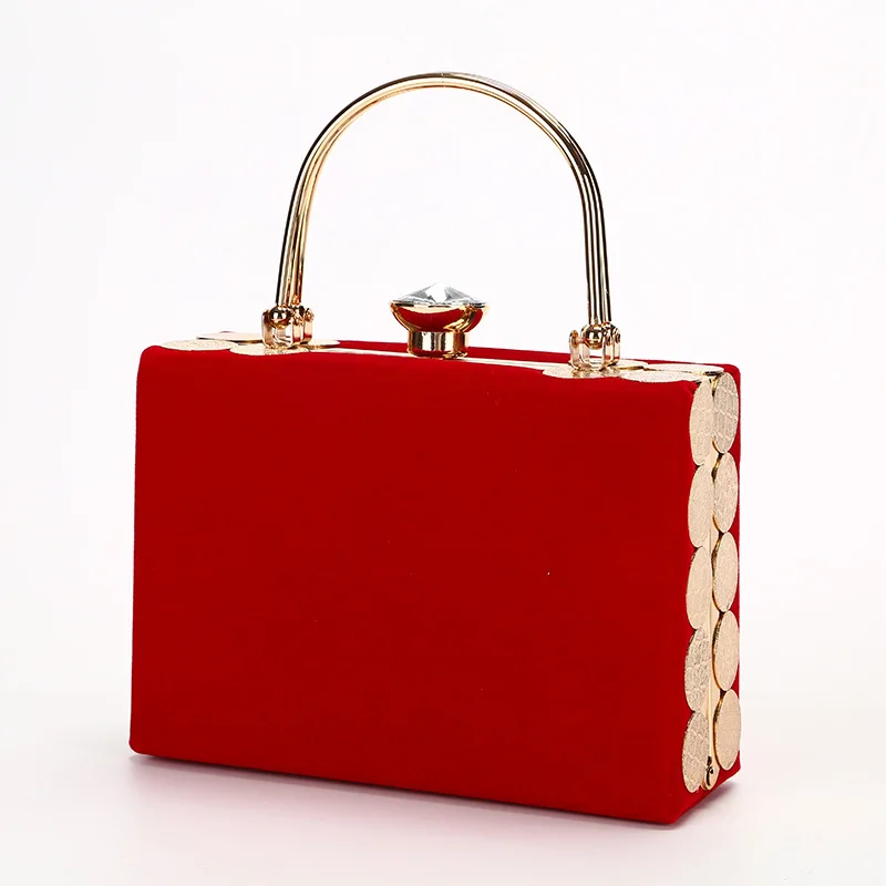 

The new velvet dinner bag is pure handmade dinner bag lady with copper coin hardware model handbag