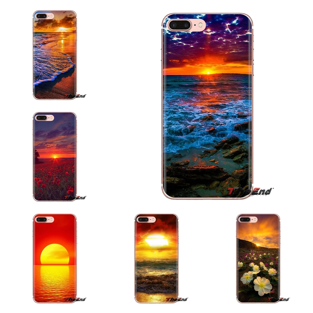 Transparent TPU Covers Tropical Beach Sea Sunset Print For Samsung Galaxy S3 S4 S5 Mini S6 S7 Edge S8 S9 S10 Plus Note 3 4 5 8 9 |
