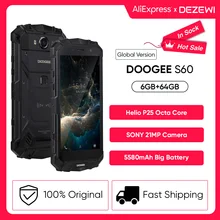 Ip68/ip69k doogee s60 carga sem fio 5580mah 12v2a carga rápida 5.2 core core fhd helio p25 octa núcleo 6gb 64gb smartphone 21.0mp câmera